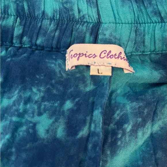 Tropics Clothing Blue Tie Dye Lightweight Pull On Drawstring Pants Size Large - Picture 3 of 3